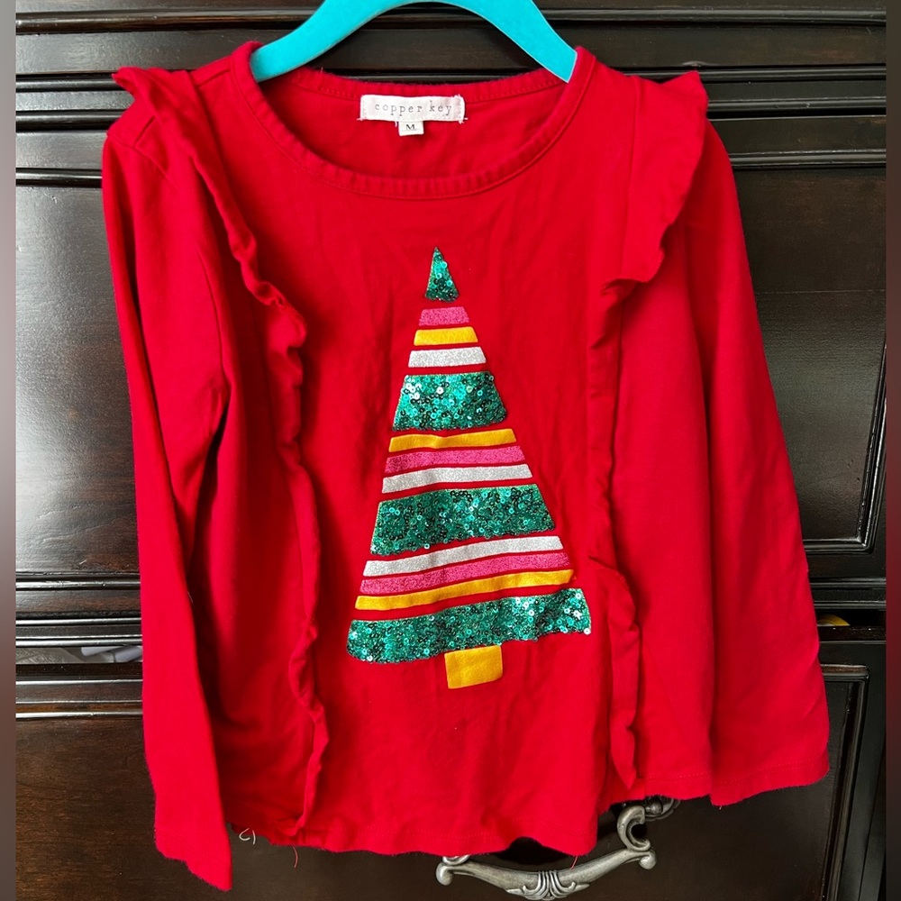 Copper Key Christmas Tree Shirt | Toddler Girls | M